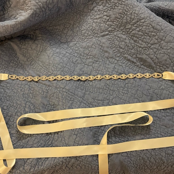 Rhinestone and ribbon bridal belt, headband, accessory - Picture 4 of 4